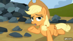 Size: 640x360 | Tagged: safe, derpibooru import, screencap, applejack, spike, dragon, earth pony, pony, season 3, spike at your service, animated, appleblimp, applejack's hat, bellows, cartoon physics, clothes, cowboy hat, female, gif, gifs.com, hat, inflation, male, mare, open mouth, open smile, smiling