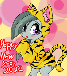 Size: 707x800 | Tagged: safe, artist:a.s.e, derpibooru import, marble pie, clothes, cute, happy, happy new year, holiday, looking at you, marblebetes