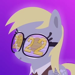 Size: 1000x1000 | Tagged: safe, artist:yoshigreenwater, derpibooru import, derpy hooves, pegasus, pony, 2022, glasses, gradient background, happy new year, happy new year 2022, holiday, solo