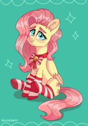 Size: 1427x2048 | Tagged: safe, artist:skysorbett, derpibooru import, fluttershy, pegasus, pony, female, heart eyes, mare, socks, solo, underhoof, wingding eyes