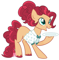 Size: 1910x1919 | Tagged: safe, artist:khimi-chan, derpibooru import, oc, oc only, oc:party platter, earth pony, pony, earth pony oc, female, mare, offspring, parent:cheese sandwich, parent:pinkie pie, parents:cheesepie, plate, simple background, smiling, solo, transparent background, unshorn fetlocks