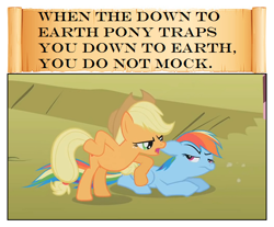 Size: 612x507 | Tagged: safe, artist:newbiespud, artist:swest, derpibooru import, edit, edited screencap, screencap, applejack, rainbow dash, earth pony, pegasus, pony, comic:friendship is dragons, fall weather friends, bipedal, comic, female, frown, hat, mare, screencap comic