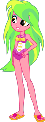 Size: 633x1693 | Tagged: safe, artist:dustinwatsongkx, derpibooru import, lemon zest, equestria girls, clothes, clothes swap, feet, geode of sugar bombs, magical geodes, sandals, simple background, solo, swimsuit, swimsuit swap, transparent background, vector