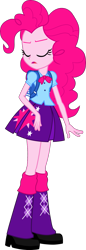 Size: 615x1778 | Tagged: safe, artist:dustinwatsongkx, derpibooru import, pinkie pie, equestria girls, backpack, clothes swap, eyes closed, female, frown, open mouth, simple background, solo, transparent background, vector