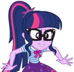 Size: 2978x2894 | Tagged: safe, artist:sketchmcreations, derpibooru import, sci-twi, twilight sparkle, better together, equestria girls, holidays unwrapped, bowtie, female, geode of telekinesis, glasses, magical geodes, simple background, smiling, the cider louse fools, transparent background, vector