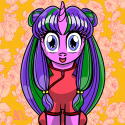 Size: 1024x1024 | Tagged: safe, artist:kelseyleah, derpibooru import, oc, oc:daisy daedal, pony, unicorn, bust, clothes, cosplay, costume, female, mare, portrait, ranma 1/2, solo