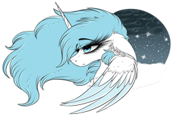 Size: 2707x1834 | Tagged: safe, artist:beamybutt, derpibooru import, oc, oc only, alicorn, pony, alicorn oc, bust, ear fluff, ears, eyelashes, female, horn, mare, simple background, solo, transparent background, wings