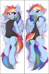 Size: 857x1283 | Tagged: safe, artist:fensu-san, derpibooru import, rainbow dash, pegasus, semi-anthro, adorasexy, blushing, body pillow, body pillow design, butt, clothes, cute, female, looking at you, looking back, looking back at you, mare, plot, rainbutt dash, sexy, solo, stupid sexy rainbow dash, sweat, underhoof