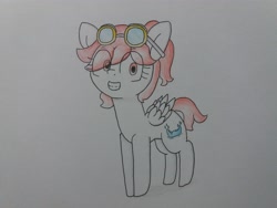 Size: 4128x3096 | Tagged: safe, artist:cherro, derpibooru import, oc, oc only, oc:high diving, pegasus, pony, female, goggles, solo, traditional art