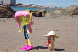 Size: 4608x3072 | Tagged: safe, artist:dingopatagonico, derpibooru import, fluttershy, human, pony, equestria girls, doll, equestria girls minis, hat, human ponidox, irl, photo, scuba gear, self paradox, self ponidox, toy