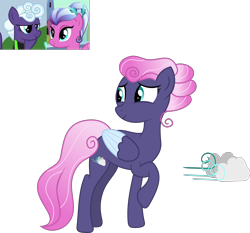 Size: 2191x2044 | Tagged: safe, artist:littlejurnalina, derpibooru import, elbow grease, paradise (crystal pony), rolling thunder, oc, oc:swifty hurricane, pegasus, pony, colored wings, female, magical lesbian spawn, mare, offspring, parent:paradise (crystal pony), parent:rolling thunder, simple background, transparent background, two toned wings, wings