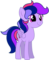 Size: 932x1140 | Tagged: safe, artist:camomiie, derpibooru import, oc, oc only, oc:empyrean aura, pegasus, pony, base used, female, full body, male, multicolored mane, multicolored tail, offspring, parent:soarin', parent:twilight sparkle, parents:soarlight, pegasus oc, purple eyes, simple background, smiling, solo, standing, straight, tail, teenager, transparent background, wings