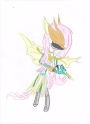 Size: 2550x3510 | Tagged: safe, derpibooru import, fluttershy, bat pony, bat ponified, colored sketch, flutterbat, kamen rider, kamen rider live, kamen rider revice, race swap, species swap