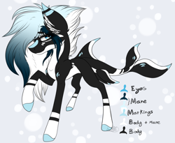 Size: 3529x2897 | Tagged: safe, artist:beamybutt, derpibooru import, oc, oc only, orca, orca pony, original species, whale, colored hooves, ear fluff, ears, raised hoof, raised leg, reference sheet, smiling