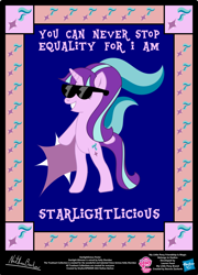 Size: 758x1054 | Tagged: safe, artist:strykarispeeder, derpibooru import, part of a set, starlight glimmer, pony, unicorn, bipedal, female, mare, solo, starlightlicious, sunglasses, twilightlicious