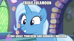 Size: 888x499 | Tagged: safe, artist:arcgaming91, derpibooru import, edit, edited screencap, screencap, trixie, all bottled up, caption, cute, diatrixes, image macro, text, truth