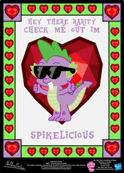 Size: 758x1054 | Tagged: safe, artist:strykarispeeder, derpibooru import, part of a set, spike, dragon, male, solo, spikelicious, sunglasses, thumbs up, twilightlicious