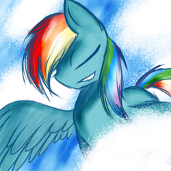 Size: 1500x1500 | Tagged: safe, artist:midnight-wisp-pone, derpibooru import, rainbow dash, pegasus, pony, 2015, eyes closed, female, solo