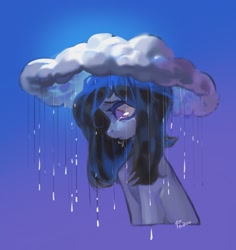 Size: 1591x1687 | Tagged: safe, artist:fedos, derpibooru import, oc, oc only, earth pony, pony, cloud, rain, raincloud, sad, solo