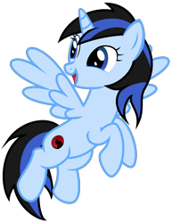 Size: 2450x3170 | Tagged: safe, artist:strategypony, derpibooru import, oc, oc only, oc:sift howler, alicorn, alicorn oc, female, flying, happy, horn, mare, open mouth, rule 63, simple background, smiling, transparent background, wings