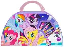 Size: 500x368 | Tagged: safe, derpibooru import, fluttershy, pinkie pie, rainbow dash, rarity, twilight sparkle, twilight sparkle (alicorn), alicorn, earth pony, pegasus, pony, unicorn, art case, case, crayons, markers, merchandise, sambro, stock vector, traditional art