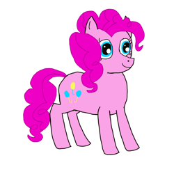 Size: 1000x1000 | Tagged: safe, artist:nate5700, derpibooru import, pinkie pie, earth pony, pony, blue eyes, female, full body, hooves, mare, pink mane, pink tail, simple background, smiling, solo, standing, tail, three quarter view, white background