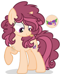 Size: 1437x1757 | Tagged: safe, artist:xxlightning-chaserxx, derpibooru import, oc, oc:purple berry, pony, unicorn, female, mare, offspring, parent:big macintosh, parent:sugar belle, parents:sugarmac, simple background, solo, transparent background