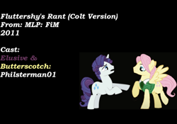 Size: 2388x1668 | Tagged: safe, artist:philsterman, derpibooru import, butterscotch, elusive, fluttershy, rarity, pegasus, pony, unicorn, suited for success, clothes, genderbent reenactment, my little colt, rant, reenactment, rule 63, suit, youtube, youtube link, youtuber