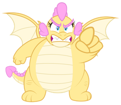 Size: 1600x1380 | Tagged: safe, artist:aleximusprime, derpibooru import, oc, oc:buttercream, oc:buttercream the dragon, dragon, flurry heart's story, angry, chubby, cute, dragon oc, dragoness, fat, female, gritted teeth, heart shaped, perspective, pointing, pointing at you, simple background, solo, transparent background