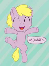 Size: 1135x1500 | Tagged: safe, artist:craftycirclepony, derpibooru import, oc, oc only, oc:puppysmiles, earth pony, pony, cute, dialogue, ear fluff, ears, eyes closed, female, filly, foal, happy, heart, looking at you, open mouth, raised leg, smiling, solo, standing, standing on one leg, underhoof