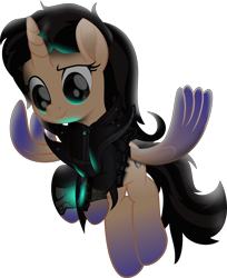 Size: 4412x5416 | Tagged: safe, artist:lincolnbrewsterfan, derpibooru import, oc, oc only, oc:true resistance, alicorn, original species, pony, fallout equestria, my little pony: the movie, .svg available, alicorn oc, biker jacket, clothes, cognitum, cognitum alicorn, colored wings, delta pipbuck, eyebrows, female, flying, glowing, gradient hooves, gradient wings, gun, handgun, highlights, horn, inkscape, jacket, leather jacket, leg guards, looking back, luminescence, mane, mare, movie accurate, pipbuck, pistol, ponified, reflection, relentless sorrow (psalm's handgun), revolver, shading, shield, simple background, smiling, solo, svg, tail, transparent background, two toned mane, two toned tail, vector, weapon, wings