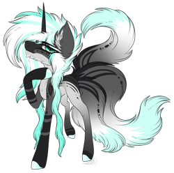 Size: 3069x3049 | Tagged: safe, artist:beamybutt, derpibooru import, oc, oc only, original species, pony, ear fluff, ears, horn, kitsune, kitsune pony, male, multiple tails, raised hoof, raised leg, simple background, solo, stallion, tail, transparent background