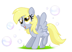 Size: 1159x835 | Tagged: safe, artist:kaikururu, derpibooru import, derpy hooves, pegasus, pony, bubble, eyelashes, female, mare, smiling, solo, wings