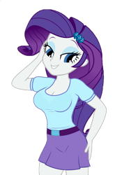 Size: 650x930 | Tagged: safe, derpibooru import, edit, edited screencap, editor:ah96, screencap, rarity, equestria girls, background removed, breasts, cleavage, clothes, eyeshadow, female, looking down, makeup, not a vector, raritits, short skirt, simple background, skirt, solo, transparent background