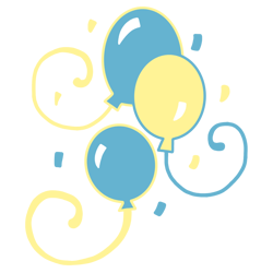 Size: 768x768 | Tagged: safe, artist:dartielarkie, derpibooru import, pinkie pie (g3), g3, balloon, blue balloon, confetti, cutie mark, cutie mark only, no pony, simple background, solo, transparent background, vector, yellow balloon