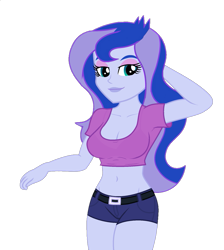 Size: 897x1000 | Tagged: safe, derpibooru import, edit, edited screencap, editor:ah96, screencap, princess luna, vice principal luna, equestria girls, arm behind head, background removed, belly button, breast edit, breasts, female, not a vector, princess balloona, simple background, solo, transparent background