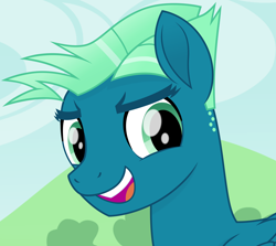 Size: 3088x2760 | Tagged: safe, artist:cirillaq, derpibooru import, sky stinger, pegasus, pony, bust, eyebrows, green eyes, high res, male, movie accurate, open mouth, open smile, portrait, smiling, solo, stallion, two toned mane