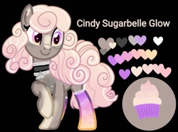 Size: 1098x818 | Tagged: safe, artist:teonnakatztkgs, derpibooru import, oc, oc only, earth pony, pony, base used, choker, clothes, cupcake, earth pony oc, food, heart, looking up, raised hoof, raised leg, smiling, socks, solo