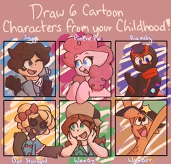 Size: 680x650 | Tagged: safe, artist:hijae0ne, derpibooru import, pinkie pie, gravity falls, six fanarts, wander (wander over yonder), wander over yonder, wendy corduroy