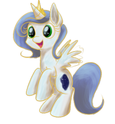 Size: 697x754 | Tagged: safe, artist:tinyfeather, derpibooru import, oc, oc only, oc:eridanus, alicorn, pony, alicorn oc, crown, female, filly, foal, horn, jewelry, open mouth, regalia, simple background, smiling, solo, transparent background, wings