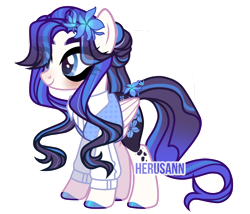Size: 1280x1097 | Tagged: safe, artist:herusann, derpibooru import, oc, oc only, pegasus, pony, base used, clothes, eyelashes, female, flower, flower in hair, hoof polish, mare, pegasus oc, simple background, smiling, solo, transparent background, wings