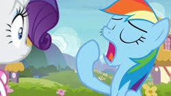 Size: 1920x1080 | Tagged: safe, derpibooru import, screencap, rainbow dash, rarity, the end in friend