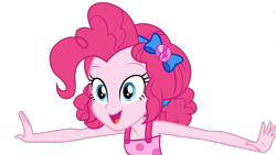 Size: 1920x1080 | Tagged: safe, derpibooru import, edit, edited screencap, screencap, pinkie pie, better together, equestria girls, spring breakdown, background removed, bare shoulders, not a vector, open mouth, open smile, simple background, sleeveless, smiling, solo, transparent background