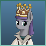 Size: 2752x2752 | Tagged: safe, artist:wapamario63, maud pie, earth pony, pony, bust, candy, clothes, commission, crown, female, gradient background, i can't believe it's not an nft, jewelry, looking at you, mare, portrait, regalia, simple background, solo, team fortress 2