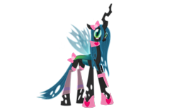 Size: 1920x1200 | Tagged: safe, artist:aonatsu_ki, derpibooru import, edit, queen chrysalis, changeling, changeling queen, comic:insane filly rarity, blushing, bow, changeling horn, clothes, collar, cringealis, cute, cutealis, female, hair bow, heart, horn, insect wings, knife, looking at you, op is on drugs, ribbon, shoes, simple background, socks, solo, spread wings, transparent background, vector, vector edit, wings
