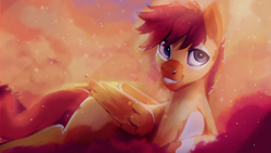 Size: 1920x1080 | Tagged: safe, artist:hierozaki, derpibooru import, oc, oc only, pegasus, pony, semi-anthro, facial markings, folded wings, looking at you, pale belly, solo, wings