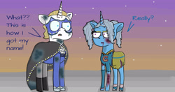 Size: 4096x2160 | Tagged: safe, artist:lemonade-pines, derpibooru import, prince blueblood, trixie, pony, unicorn, blood, blue blood, bluetrix, female, joke, male, mare, pun, shipping, stallion, straight, visual pun