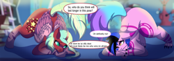 Size: 1280x448 | Tagged: safe, artist:brybrychan, derpibooru import, oc, alicorn, anthro, digitigrade anthro, pony, alicorn oc, anthro with ponies, dialogue, duo, face down ass up, horn, jack-o' valentine, jacko challenge, meme, wings