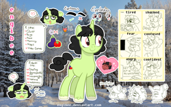 Size: 2056x1294 | Tagged: safe, artist:kaikururu, derpibooru import, oc, oc only, pony, unicorn, horn, reference sheet, smiling, unicorn oc