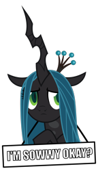 Size: 3000x5209 | Tagged: safe, artist:sollace, derpibooru import, queen chrysalis, changeling, changeling queen, pony, frenemies (episode), season 9, spoiler:s09, a better ending for chrysalis, adorable distress, adorkable, alternate ending, alternate scenario, alternate universe, anxiety, apology, awkward, baby talk, breakdown, caption, character development, cute, cutealis, dialogue, dork, dorkalis, faic, female, frenemies, frown, good end, image macro, impact font, insecure, looking at you, majestic as fuck, mare, meta, nervous, precious, reaction image, redemption, reformed, regret, sad, sadorable, shy, sign, silly, silly pony, simple background, solo, sorry, spread wings, standing, talking, text, transparent background, vector, what if, wings, worried